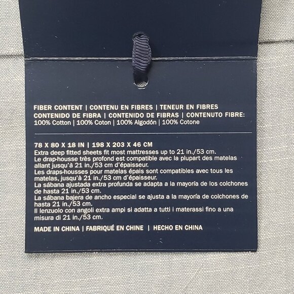 Ralph Lauren Home Workshirt Chambray King Fitted Sheet Blue, Size 78"x 80"x 18" - Picture 9 of 16